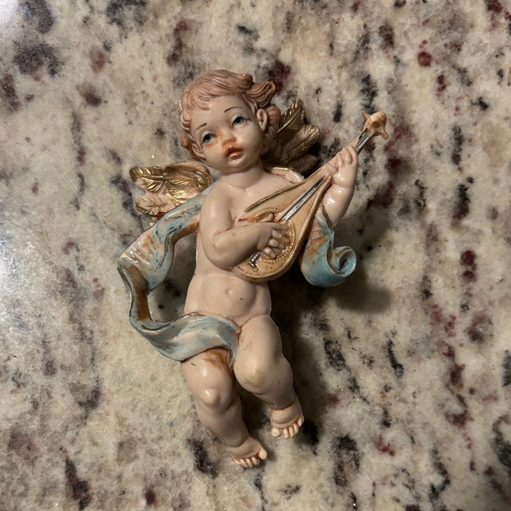 Vintage Cherub Angel Ornament Depose Italy Plastic Vtg Christmas Figurine Baby